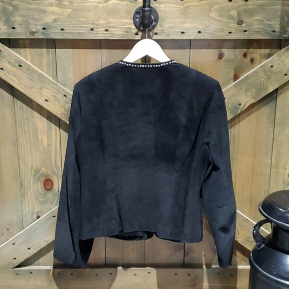 DOUBLE D RANCH BLACK SUEDE LEATHER BLAZER JACKET TURQUOISE  SIZE LARGE C… - Picture 6 of 12